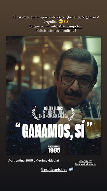 La China Suárez felicitó a su compañero de profesión en Instagram.