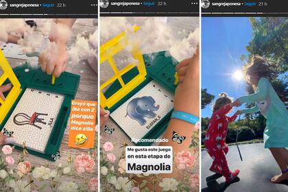 La China Suárez le enseña algunas palabras a Magnolia con la ayuda de Rufina