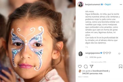 La China Suárez ("sangrejaponesa") acompañó con un mensaje a su ex, que recordó con un emotivo posteo a su hija Blanca, a 9 años de su fallecimiento