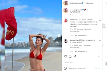 La China Suárez viajó a Brasil por asuntos laborales (Foto Instagram @sangrejaponesa)