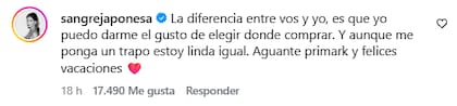 La China Suárez y una respuesta letal (Foto: Captura Instagram/@emilia_maza)