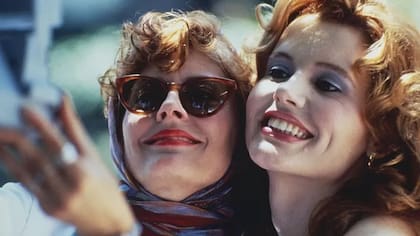 Davis junto a Susan Sarandon en Thelma y Louise, película que marcó un hito en carrera