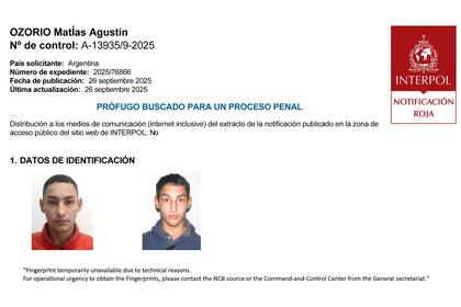 La circular o notificación roja de Interpol