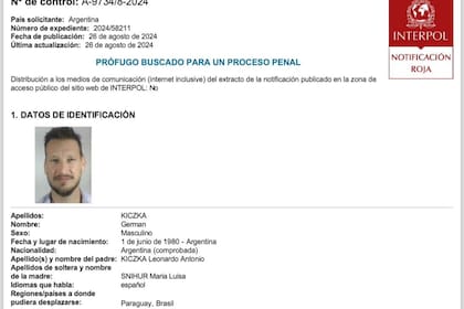 La circular roja de Interpol para la captura internacional del exdiputado misionero Germán Kiczka