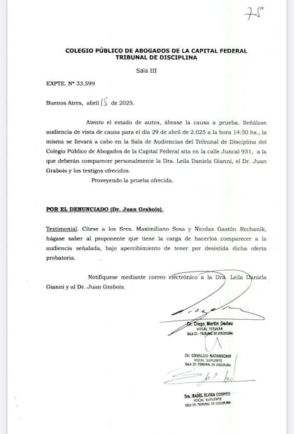 La citación a Grabois y Gianni