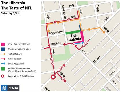 La ciudad de San Francisco informó sobre los cortes viales que se realizarán durante la semana previa al Super Bowl (SFMTA)