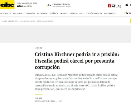 La cobertura de ABC, de Paraguay, tras el pedido del fiscal Luciani