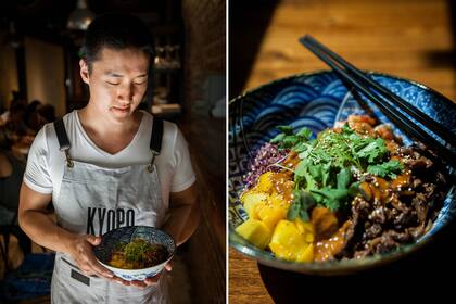 La cocina coreana fusión convive con reversiones de hamburguesas y tacos.