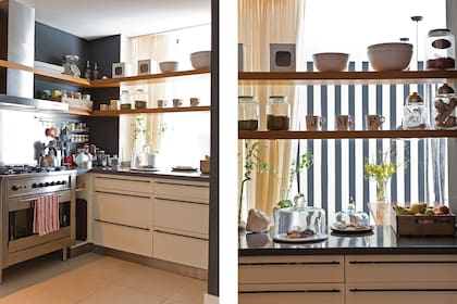 La cocina incorpora el comedor diario o se cierra sobre sí misma. Tiene un artefacto industrial y una poderosa campana de acero inoxidable, aunque los aromas de Oriente aquí son bienvenidos.