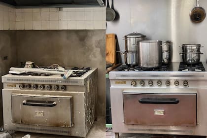 La cocina industrial que estaba en la casa fue recuperada y funciona a la perfección. Las paredes se forraron con acero inox, se colocó un extractor de humo y se montó una cámara frigorífica. Es un centro de producción preparado para atender una alta demanda de catering.