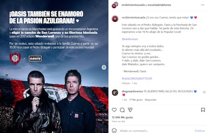 La colaboración de San Lorenzo con el documental de Oasis