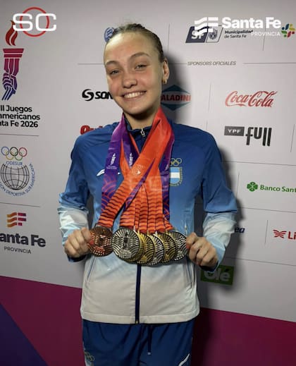 La colección de medallas de Dieleke en los Juegos Suramericanos (foto: SportsCenter)