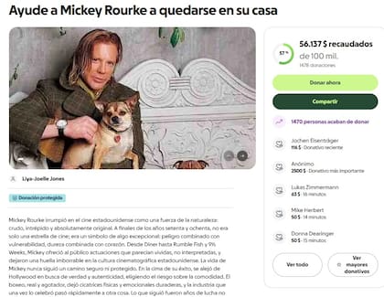 La colecta que busca sanear las finanzas de Mickey Rourke