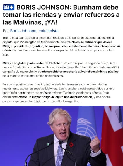 La columna redactada por el político del Reino Unido