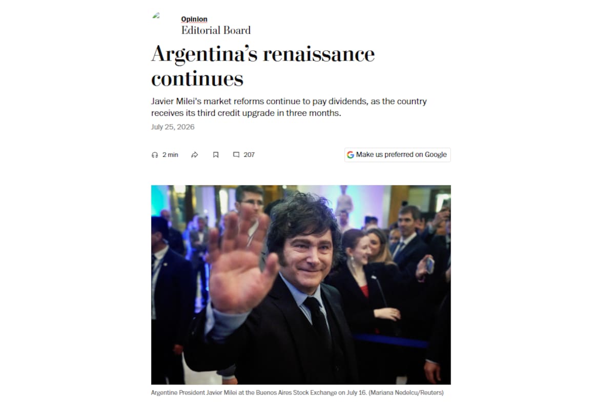 La columna sobre Milei que publicó The Washington Post
