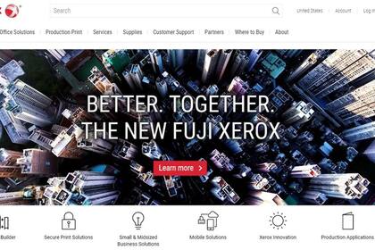 La combinación (como la denominan desde Xerox) con Fujifilm, en la portada del sitio del inventor de la fotocopia; el auge y caída de los colosos tecno parece ser una constante