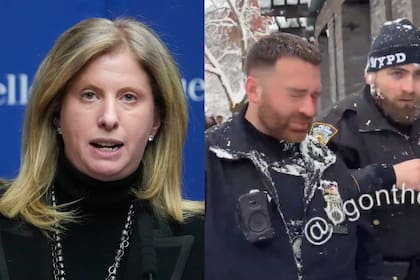 La comisionada de policía de Nueva York, Jessica Tisch, respondió al ataque con bolas de nieve a policías del NYPD