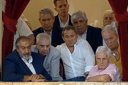 La comitiva sindical siguió desde un palco del segundo piso el discurso de Alberto Fernández