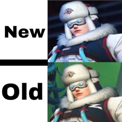 La comparación de los trajes del personaje Zarya en Overwatch