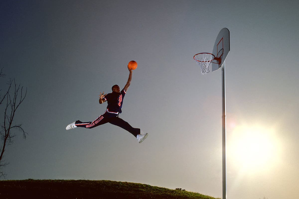 La composición de la revista Time, en base a la foto original que Jacobus Rentmeester le tomó a Michael Jordan