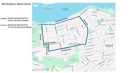 La comunidad de New Brighton, adyacente a la terminal del ferry, operará bajo el nuevo esquema de 20 mph en sus vías internas