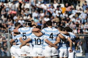 La comunión de los Pumas, antes de empezar el partido ante los Wallabies
