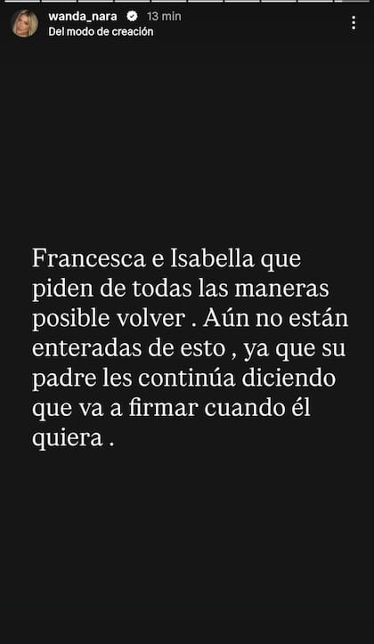 La conductora dice que sus hijas quieren volver al país pese a la negativa de su padre