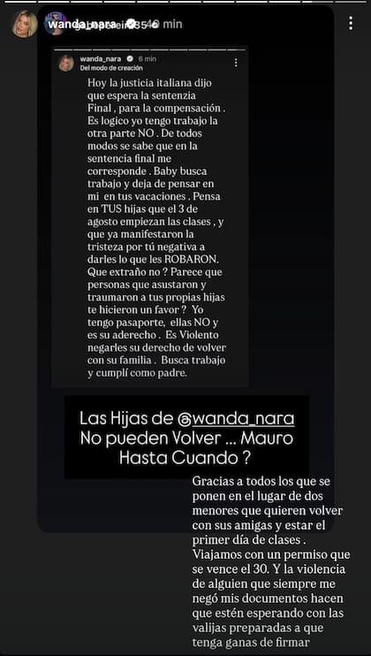 La conductora habló de la violencia que ejerce su exmarido al negarse a firmar la documentación de sus hijas Francesca e Isabella