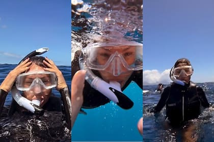 La conductora nadó junto a ballenas en el océano, una experiencia que calificó como un sueño cumplido