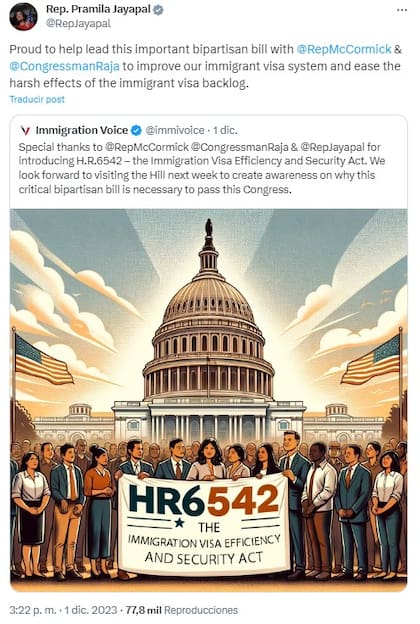 La congresista Pramila Jayapal quiere acelerar los trámites de los migrantes a Estados Unidos