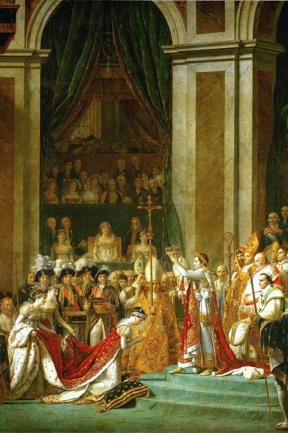 "La Consagración de Napoleón", pintura de Jacques-Louis David, con Bonaparte de pie en el centro de la escena