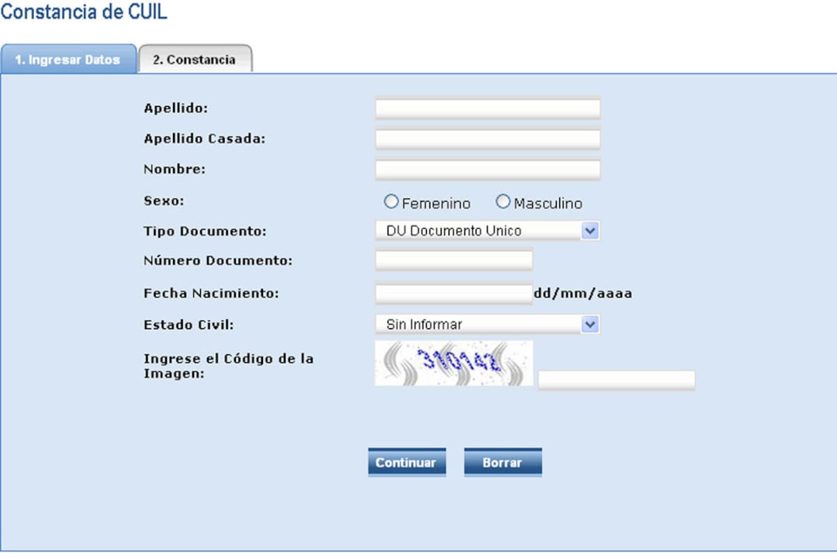 La constancia del CUIL por Internet