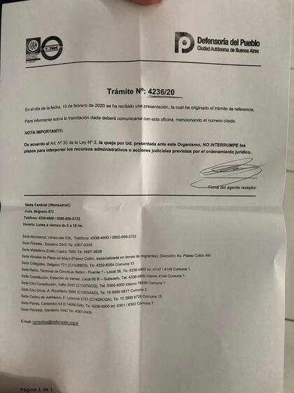 La constancia entregada una vez que se finaliza el trámite