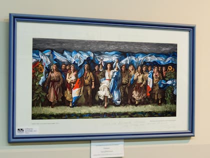 La Constitución guía al pueblo, témpera creada por Roux para el mural del parlamento santefesino