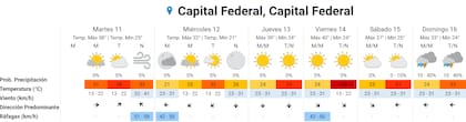 La continuidad de la ola de calor para los próximos días en la Ciudad de Buenos Aires (Fuente: SMN)