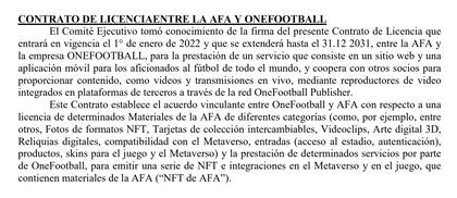 La contratación de OneFootball y de Odeoma aparece en el boletín 6031 de AFA, el mismo donde se dio a conocer el vínculo con TourProdEnter.