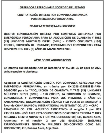 La contratación de una operadora ferroviaria de China