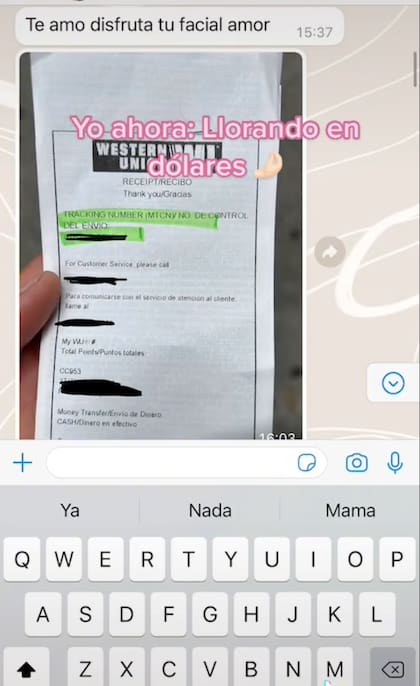 La conversación de la Tiktoker en la que su novio le deposita dinero para un facial