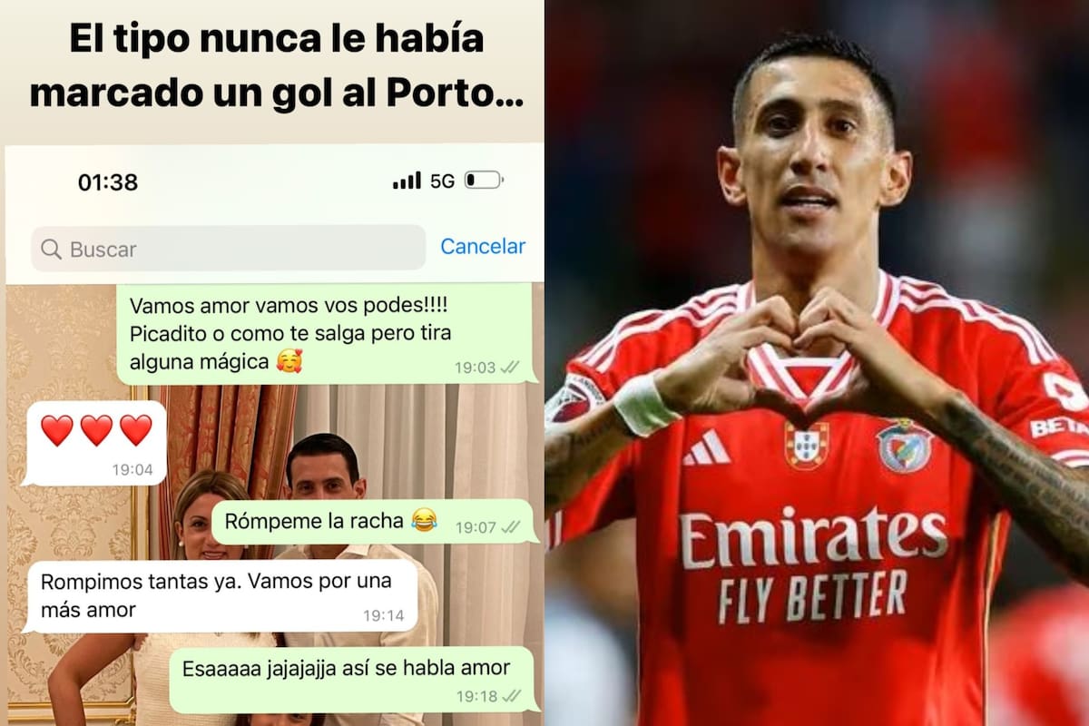 La conversación por WhatsApp de Jorgelina Cardoso y Ángel Di María en la previa a la Supercopa de Portugal