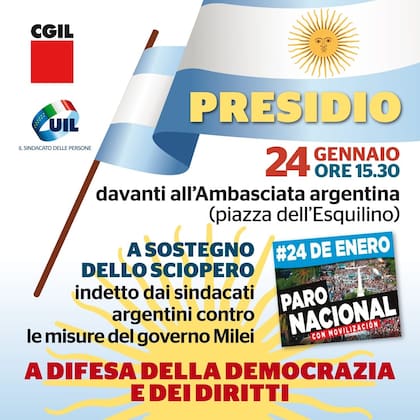 La convocatoria a movilizarse en Roma de las centrales sindicales italianas