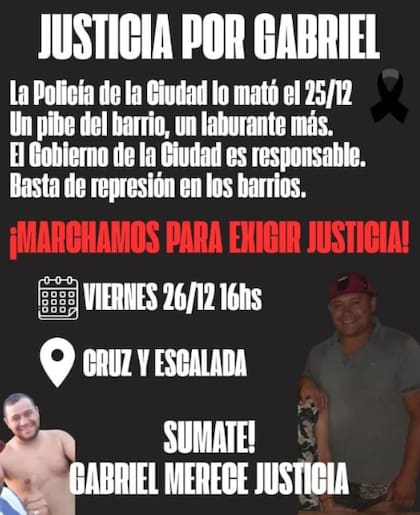 La convocatoria difundida por la familia