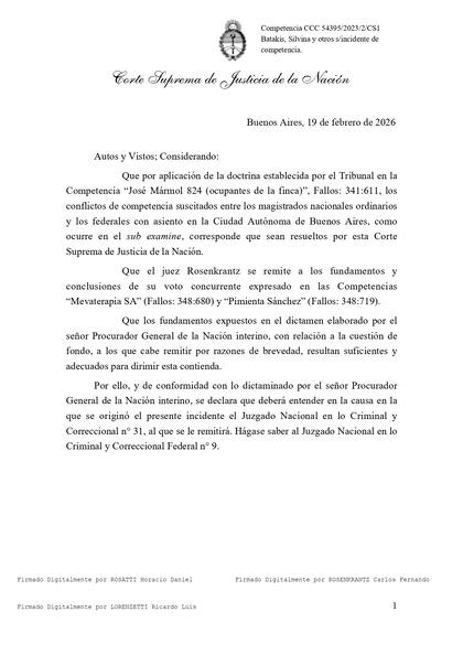 La Corte Suprema de Justicia de la Nación confirmó que la causa será tratada por la justicia de instrucción ordinaria