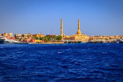 La costa de Hurghada, en Egipto, en donde se hundió el submarino.