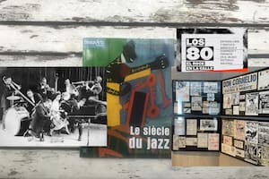 La Creole Jazz Band de King Oliver, catálogo de la muestra Le siècle del jazz (París, 2009) e imágenes de la exposición Los 80, en el Museo Histórico Nacional.