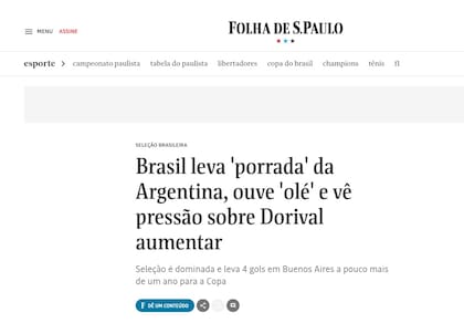 La crítica a la selección brasileña de Folha de S. Pablo