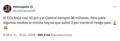 La crítica de Caputo a “algunos medios” tras la baja de los dólares financieros