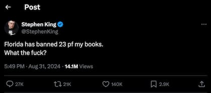 La crítica de Stephen King hacía la ley HB 1069 que rige en el estado de Florida