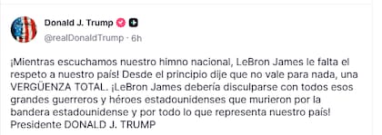 La crítica de Trump a LeBron en Truth Social