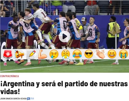 La crónica de diario MARCA pidiendo por la Argentina en la final