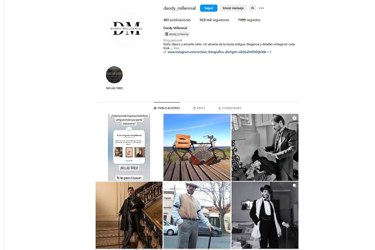La cuenta de Instagram de Santiago Pellegrini